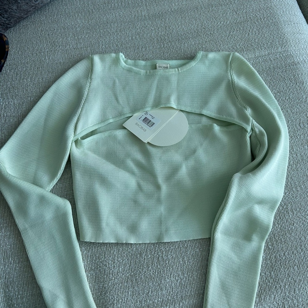 Crop Top Baobab Collection Pale Kiwi  Cutout Ribbed - Picture 4 of 10